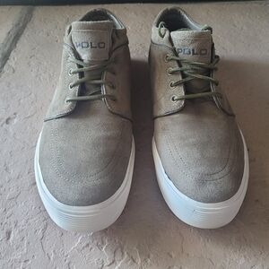 Size 12 D Polo Ralph Lauren Faxon Mid II Olive Green  Suede Men Sneakers